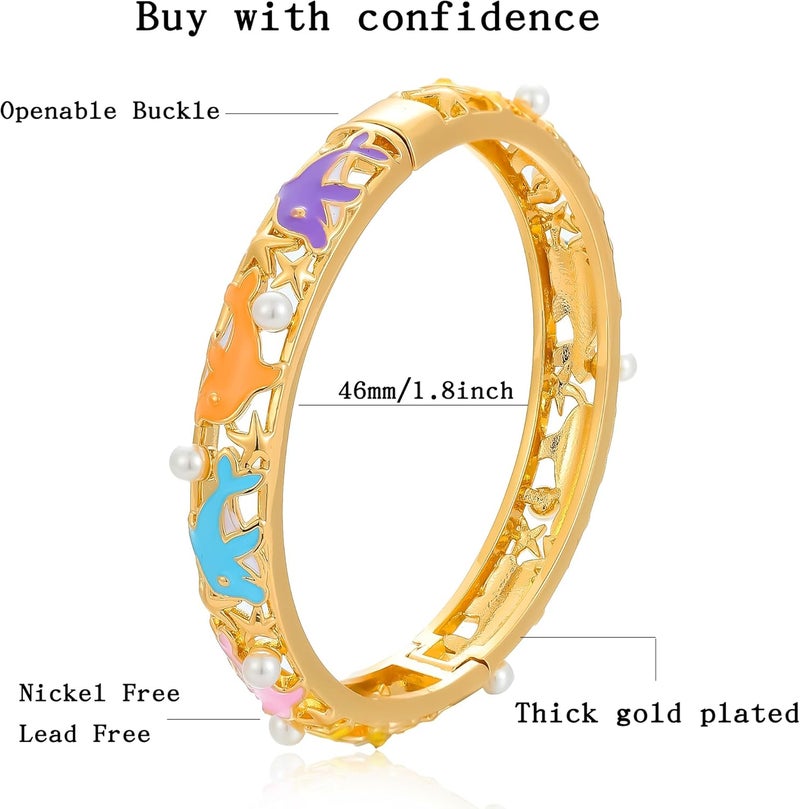 Ethlyn Gifts for girls Gold Plated Colorful Openable Kids Baby Girls Bangles Bracelets Birthday Christmas Gifts for 2years 4 years 5 years old girls - Image 3